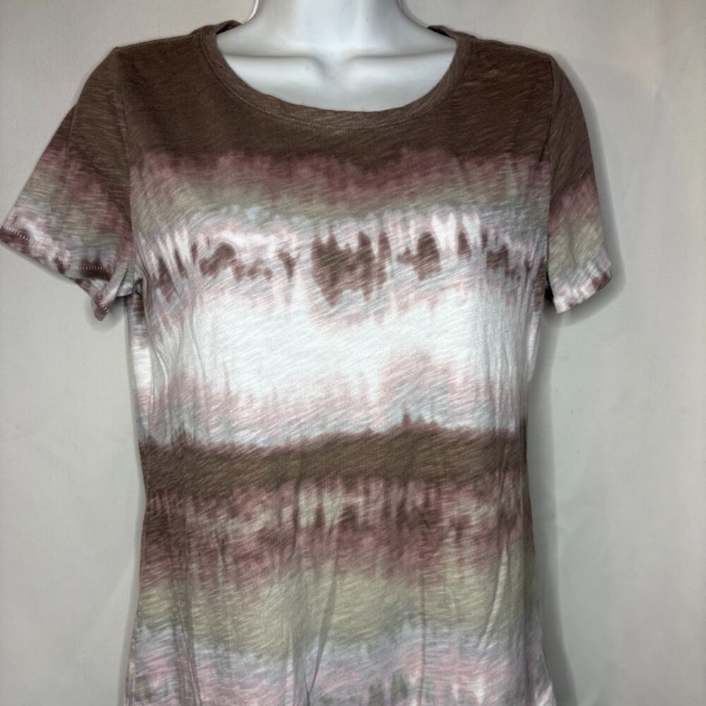Women's Sonoma Size XS-  Brown / White Short Sleeve Thin Top Shirt